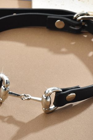 Punk Horseshoe Buckle Choker Necklace for Women - Trendy Whale Tang Design Chain Accessory for Sweet Cool Girls Daily Wear
