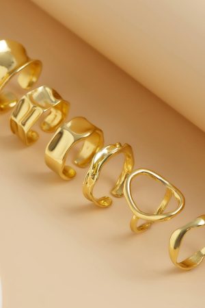 Punk Style Heavy Metal Irregular Open Bracelet - Minimalist Curved Wave Design for European and American Fashion Lovers