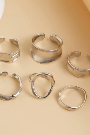 Punk Style Heavy Metal Irregular Open Bracelet - Minimalist Curved Wave Design for European and American Fashion Lovers