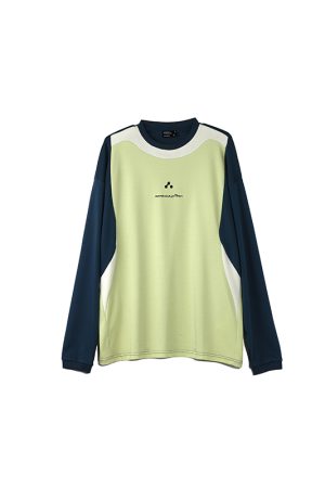 Purple and Light Green Spliced Long Sleeve T-Shirt - Cool Feel, 90s Inspired, Graphic Print, Trendy Streetwear Style