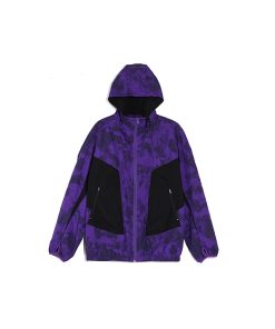 Purple and Yellow Spotted Patchwork Hoodie Jacket - Y2K Inspired Roaring Beast Design, Trendy Casual Outerwear for Fashion Lovers