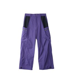Purple Brick Red Pleated Structure Pocket Loose Long Pants - Trendy Streetwear, Stylish Everyday Casual Trousers, Modern Aesthetic Fashion