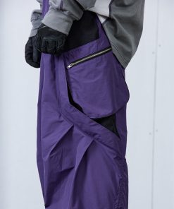 Purple Brick Red Pleated Structure Pocket Loose Long Pants - Trendy Streetwear, Stylish Everyday Casual Trousers, Modern Aesthetic Fashion