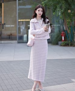Purple Knitted Cardigan Top - Women's Elegant Chanel Style Shirt, Versatile Spring Fashion, Small Size, New Arrival