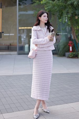 Purple Knitted Cardigan Top - Women's Elegant Chanel Style Shirt, Versatile Spring Fashion, Small Size, New Arrival