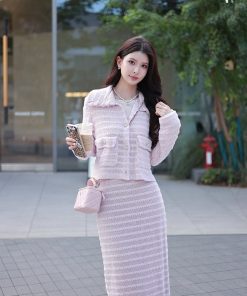 Purple Knitted Cardigan Top - Women's Elegant Chanel Style Shirt, Versatile Spring Fashion, Small Size, New Arrival