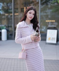 Purple Knitted Cardigan Top - Women's Elegant Chanel Style Shirt, Versatile Spring Fashion, Small Size, New Arrival