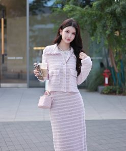 Purple Knitted Cardigan Top - Women's Elegant Chanel Style Shirt, Versatile Spring Fashion, Small Size, New Arrival