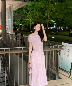 Purple Knitted Shirt and Skirt Fashion Set for Women - Slim Fit Elegant Summer Style, Y2K Aesthetic