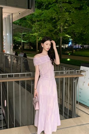 Purple Knitted Shirt and Skirt Fashion Set for Women - Slim Fit Elegant Summer Style, Y2K Aesthetic