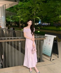 Purple Knitted Shirt and Skirt Fashion Set for Women - Slim Fit Elegant Summer Style, Y2K Aesthetic