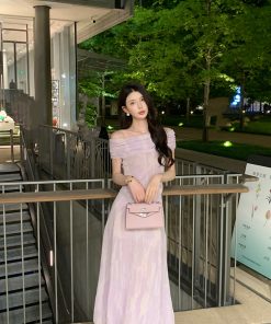 Purple Knitted Shirt and Skirt Fashion Set for Women - Slim Fit Elegant Summer Style, Y2K Aesthetic