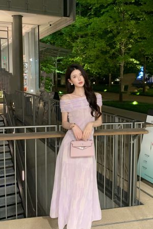 Purple Knitted Shirt and Skirt Fashion Set for Women - Slim Fit Elegant Summer Style, Y2K Aesthetic