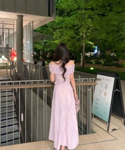 Purple Knitted Shirt and Skirt Fashion Set for Women - Slim Fit Elegant Summer Style, Y2K Aesthetic