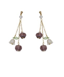 Purple Lily of the Valley Tassel Long Earrings for Women - 2025 Trendy French Vintage Clip-On Accessories, Elegant Ear Jewelry