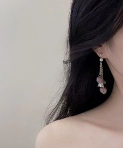 Purple Lily of the Valley Tassel Long Earrings for Women - 2025 Trendy French Vintage Clip-On Accessories, Elegant Ear Jewelry