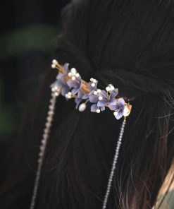 Purple Tassel Hanfu Headpiece - Ancient Style Hairpin Clip for Girls, Perfect Accessory for Spring with Horse-Face Skirt, Y2K Fashion