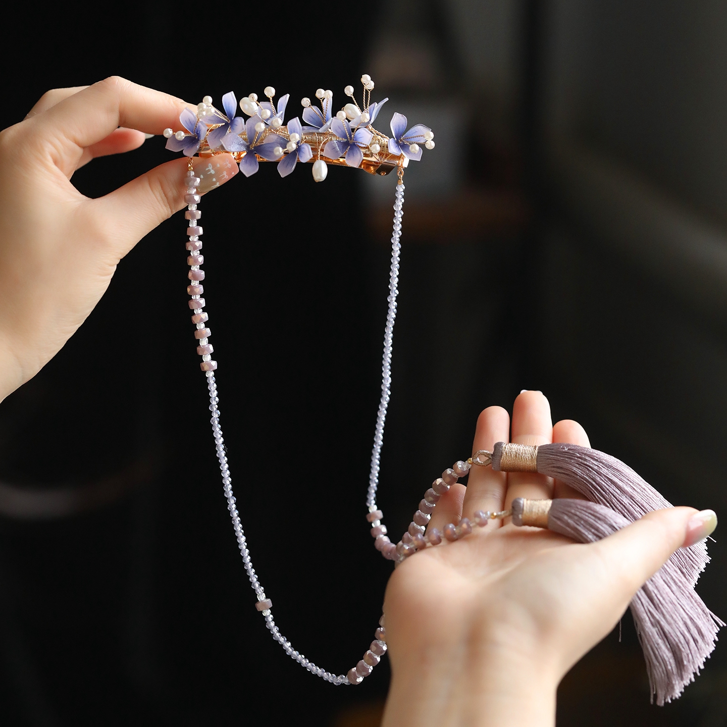 Purple Tassel Hanfu Headpiece - Ancient Style Hairpin Clip for Girls, Perfect Accessory for Spring with Horse-Face Skirt, Y2K Fashion Purple Tassel Hanfu Headpiece - Ancient Style Hairpin Clip for Girls, Perfect Accessory for Spring with Horse-Face Skirt, Y2K Fashion