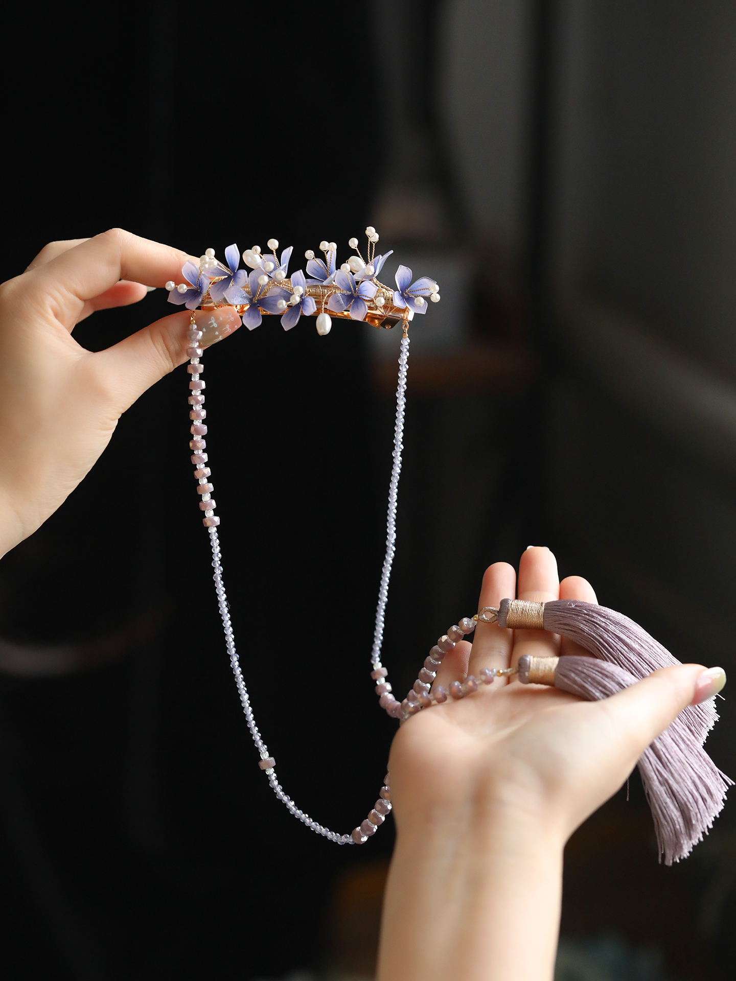 Purple Tassel Hanfu Headpiece - Ancient Style Hairpin Clip for Girls, Perfect Accessory for Spring with Horse-Face Skirt, Y2K Fashion Purple Tassel Hanfu Headpiece - Ancient Style Hairpin Clip for Girls, Perfect Accessory for Spring with Horse-Face Skirt, Y2K Fashion