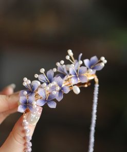 Purple Tassel Hanfu Headpiece - Ancient Style Hairpin Clip for Girls, Perfect Accessory for Spring with Horse-Face Skirt, Y2K Fashion