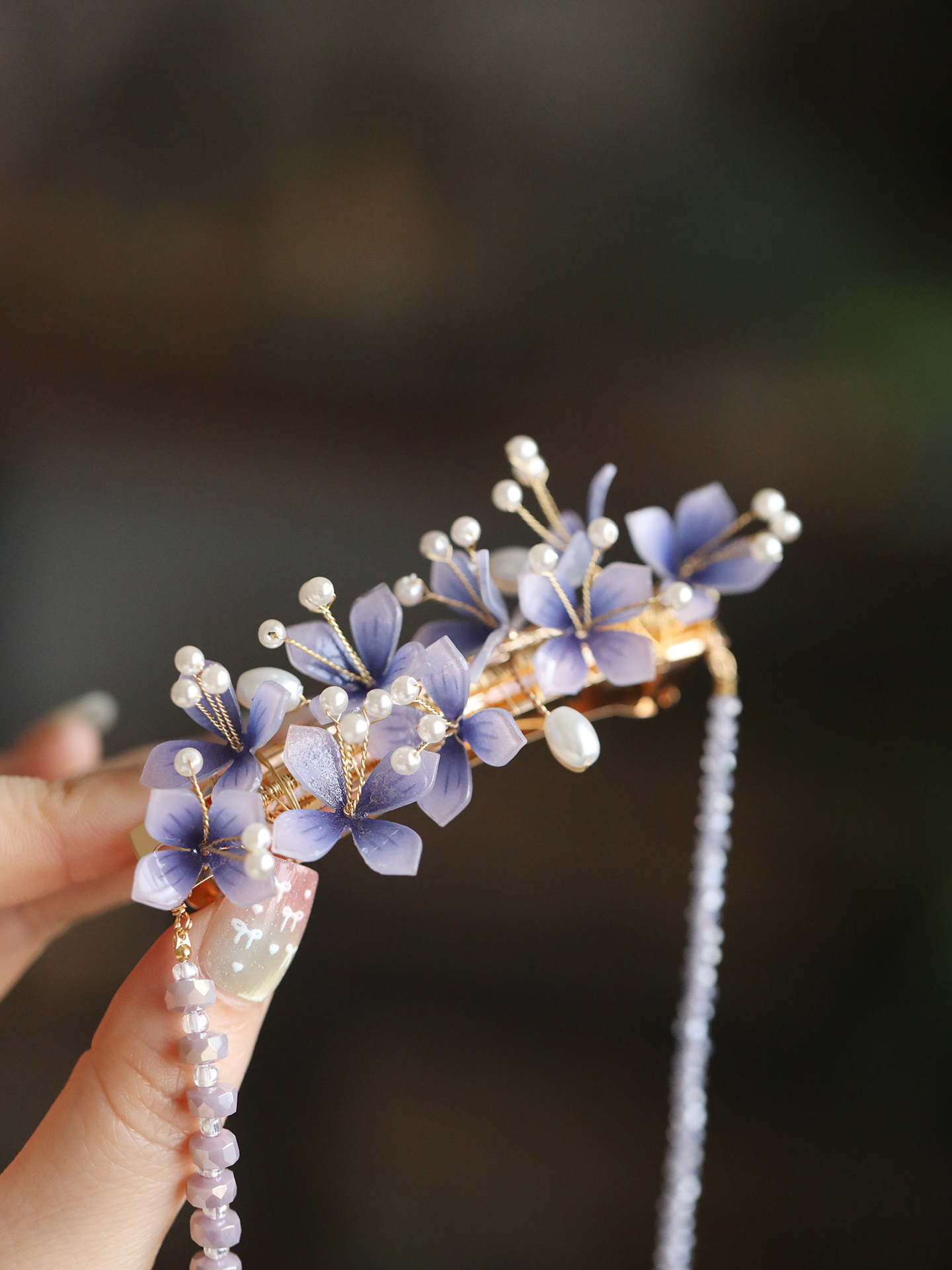 Purple Tassel Hanfu Headpiece - Ancient Style Hairpin Clip for Girls, Perfect Accessory for Spring with Horse-Face Skirt, Y2K Fashion Purple Tassel Hanfu Headpiece - Ancient Style Hairpin Clip for Girls, Perfect Accessory for Spring with Horse-Face Skirt, Y2K Fashion