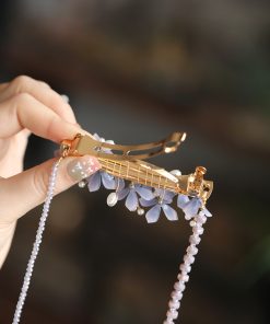 Purple Tassel Hanfu Headpiece - Ancient Style Hairpin Clip for Girls, Perfect Accessory for Spring with Horse-Face Skirt, Y2K Fashion