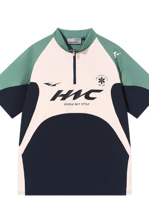 Quick-Drying Half-Zip Short Sleeve Cycling T-Shirt for Sports Training, Lightweight Activewear for Men and Women