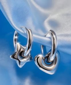 Quick Outfits, Outfit Summer - Y2K Star Heart Hoop Earrings