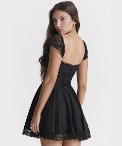 Quick Outfits, Tomboy Outfits - Tie-Back Lace Mini Dress