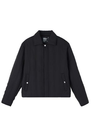 Quilted Cotton Jacket - Snow-Like Black and Gray-Blue Shirt Style - Urban 90s Inspired Outerwear