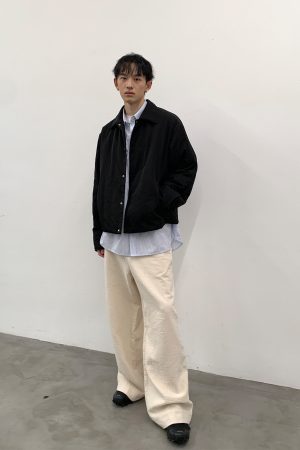 Quilted Cotton Jacket - Snow-Like Black and Gray-Blue Shirt Style - Urban 90s Inspired Outerwear