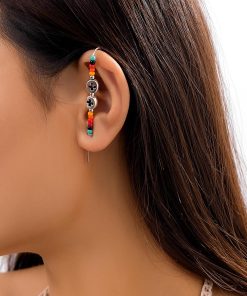 Rainbow Ear Cuffs for Women - Pearl Letter Bead Earrings, No Piercing Required, European & American Style Jewelry