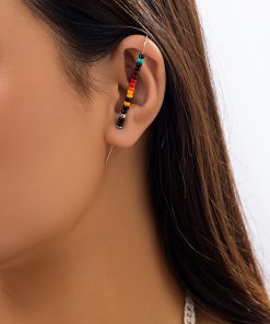 Rainbow Ear Cuffs for Women - Pearl Letter Bead Earrings, No Piercing Required, European & American Style Jewelry