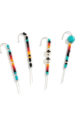 Rainbow Ear Cuffs for Women - Pearl Letter Bead Earrings, No Piercing Required, European & American Style Jewelry