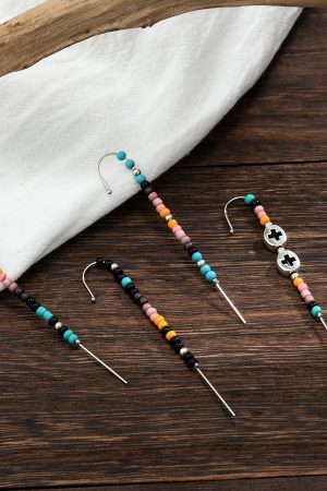 Rainbow Ear Cuffs for Women - Pearl Letter Bead Earrings, No Piercing Required, European & American Style Jewelry