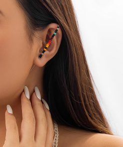 Rainbow Ear Cuffs for Women - Pearl Letter Bead Earrings, No Piercing Required, European & American Style Jewelry