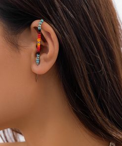 Rainbow Ear Cuffs for Women - Pearl Letter Bead Earrings, No Piercing Required, European & American Style Jewelry