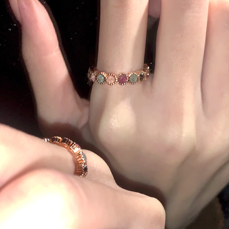 Rainbow Gemstone Ring for Women - Trendy Niche Design, 2025 Style, Sweet Cool High-End Accessory Rainbow Gemstone Ring for Women - Trendy Niche Design, 2025 Style, Sweet Cool High-End Accessory