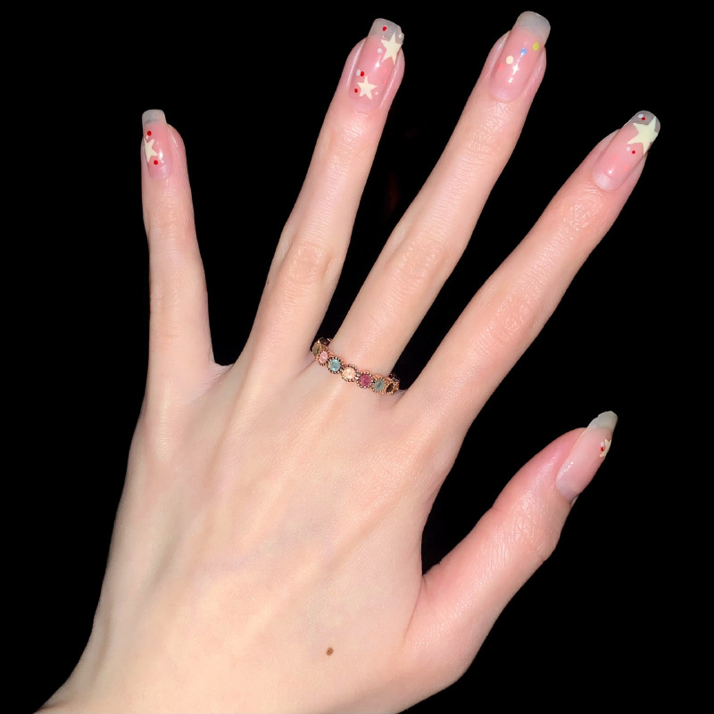 Rainbow Gemstone Ring for Women - Trendy Niche Design, 2025 Style, Sweet Cool High-End Accessory Rainbow Gemstone Ring for Women - Trendy Niche Design, 2025 Style, Sweet Cool High-End Accessory