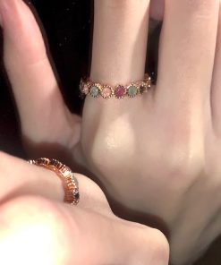 Rainbow Gemstone Ring for Women - Trendy Niche Design, 2025 Style, Sweet Cool High-End Accessory