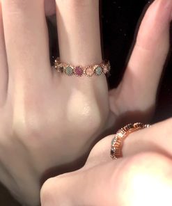 Rainbow Gemstone Ring for Women - Trendy Niche Design, 2025 Style, Sweet Cool High-End Accessory