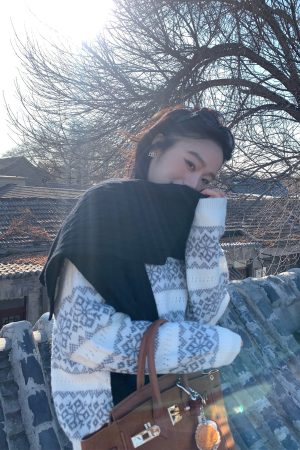 Red 100% Wool Knitted Scarf for Women - Versatile Winter Shawl in Korean Style, Cozy and Warm Accessory