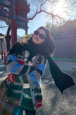 Red 100% Wool Knitted Scarf for Women - Versatile Winter Shawl in Korean Style, Cozy and Warm Accessory