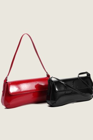 Red Baguette Underarm Bag - 2025 Spring/Summer Retro Flap Shoulder Bag for Commuting and Everyday Fashion