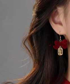 Red Bowknot Earrings for Women - Unique High-End Ear Studs, 2025 Fashion Trend, Zodiac Jewelry for Autumn and Winter