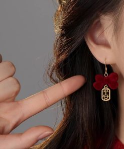 Red Bowknot Earrings for Women - Unique High-End Ear Studs, 2025 Fashion Trend, Zodiac Jewelry for Autumn and Winter