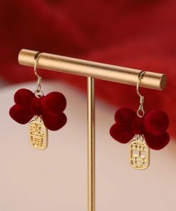 Red Bowknot Earrings for Women - Unique High-End Ear Studs, 2025 Fashion Trend, Zodiac Jewelry for Autumn and Winter