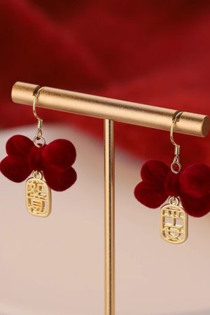 Red Bowknot Earrings for Women - Unique High-End Ear Studs, 2025 Fashion Trend, Zodiac Jewelry for Autumn and Winter
