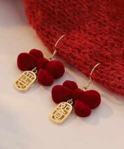 Red Bowknot Earrings for Women - Unique High-End Ear Studs, 2025 Fashion Trend, Zodiac Jewelry for Autumn and Winter