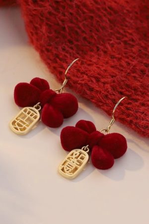 Red Bowknot Earrings for Women - Unique High-End Ear Studs, 2025 Fashion Trend, Zodiac Jewelry for Autumn and Winter